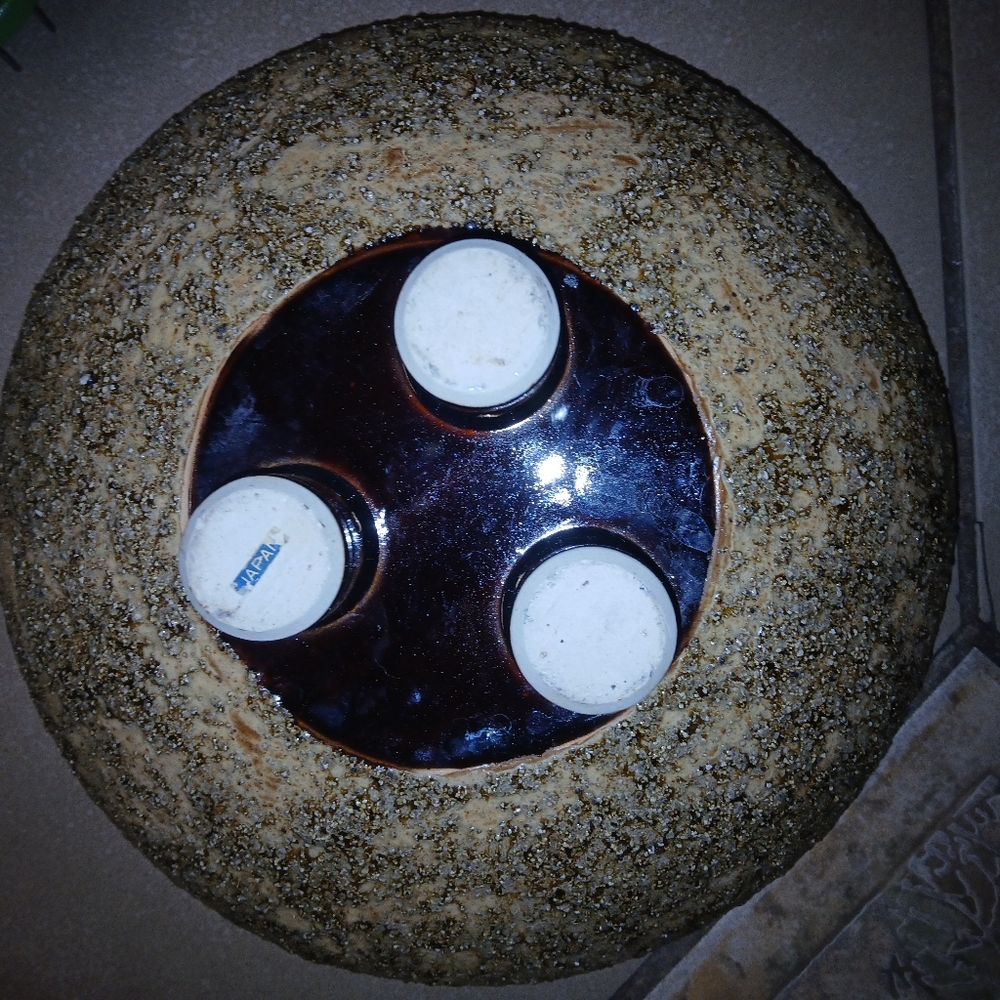Vintage MCM Yamasan Tri-footed Ikebana Bowl Planter Thick Sand Glaze - Picture 5 of 11